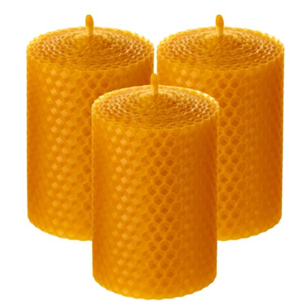 Set of 3 large beeswax candles
